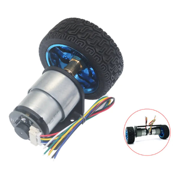 24V 37D Metal Gearmotor w/ 11PPR Encoder &amp; 80D Wheel Kits - 1530RPM