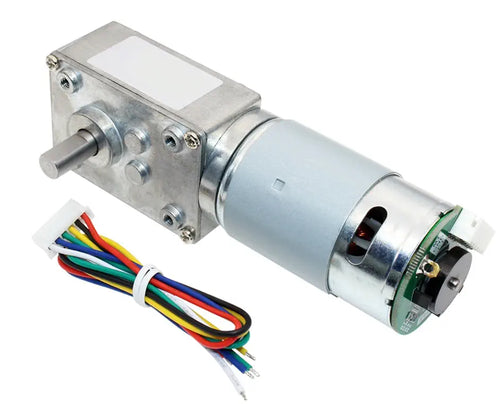 High Torque Gearmotor Self-Locking Worm Gear Motor w/ Encoder - 12V, 450RPM