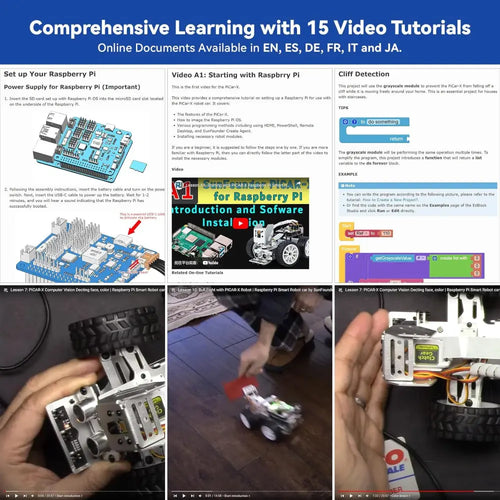 SunFounder PiCar-X Smart Video Robot Car Kit for Raspberry Pi 4B 3B+ 3B 2B (Battery not Included)