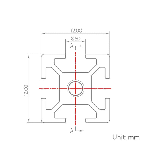 1212 Aluminum Profiles, 12x12mm, 500mm, 4 Pieces, Silver