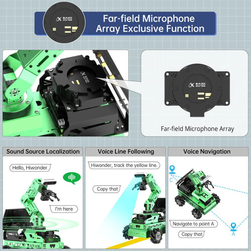 JetRover ROS Robot Car with Vision Robotic Arm Support SLAM Mapping/ Navigation (Developer Kit with Raspberry Pi 5 8GB, Mecanum Chassis, Lidar A1)