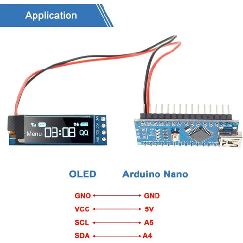 0.91 Inch I2C OLED Display Module Blue I2C OLED Screen Driver DC 3.3~5V (5x)