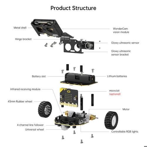 AI Vision Robot Nexbit, micro:bit Programming Educational Robot, Support WonderCam Smart Vision Module (Standard kit/with microbit)