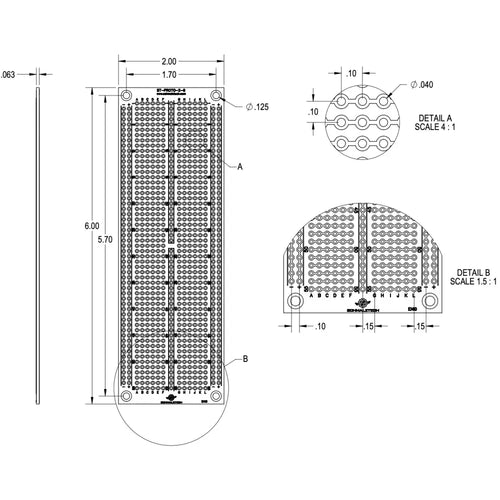 Prototyping PCB, Protoboard - 2&quot; x 6&quot;