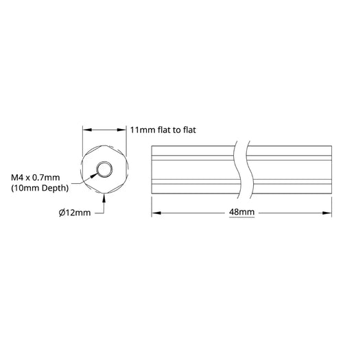 ServoCity 12mm REX Shaft (Aluminum, 48mm Length)