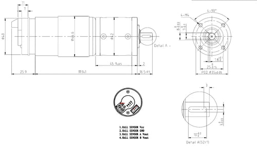 43RPM DC12V Planetary Gearbox w/ 144:1 Ratio &amp; 13PPR Hall Sensor Encoder