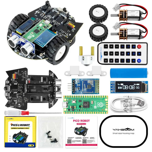 Yahboom Robot Car Kit for Raspberry Pico2 Board w/ Micropython App Control &amp; Infrared Remote Control (Only English Manual)