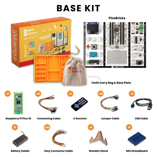 PicoBricks - Raspberry Pi Pico Starter Kit with 12 Sensors and Extensive Learning Guide, Raspberry Pi Base Kit