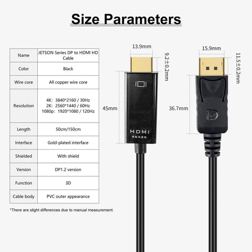 DP to HDMI Cable for JETSON Series--150CM