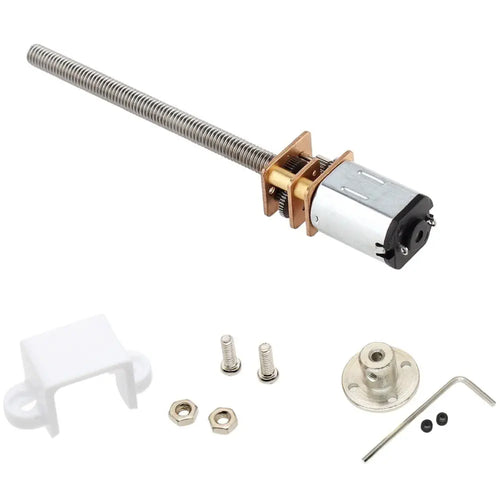 N20 Micro Metal Gearmotor w/ 55mm Length M4 Screw Shaft, Flange Nut, &amp; Mounting Bracket Kits, 12V, 50RPM