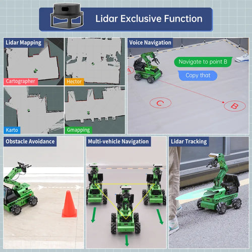 JetRover ROS Robot Car with Vision Robotic Arm Support SLAM Mapping/ Navigation (Developer Kit with Jetson Nano 4GB, Tank Chassis, LiDAR A1)