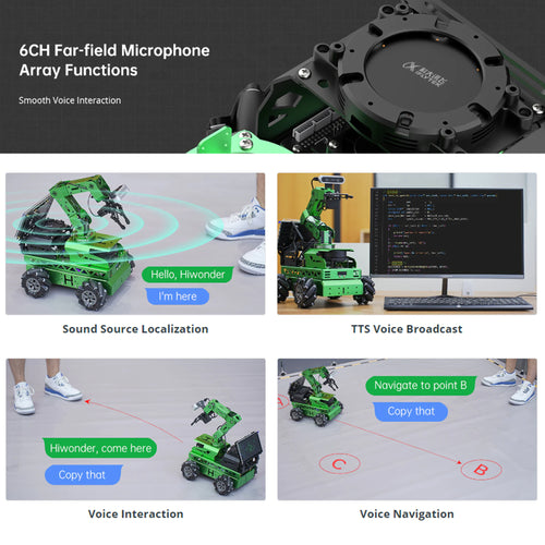 JetRover ROS Robot Car with Vision Robotic Arm Powered by Jetson Nano Support SLAM Mapping &amp; Navigation (Developer Kit, Tank Chassis, LiDAR A1)