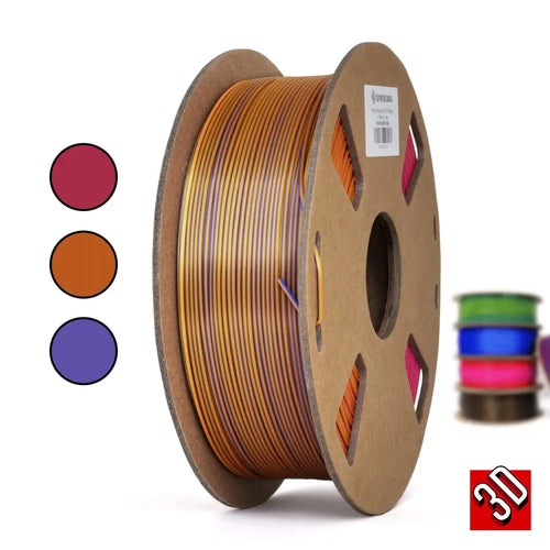 Red/Gold/Purple Polychromatic Tri-Colour Silk PLA Filament 1.75mm 1 kg