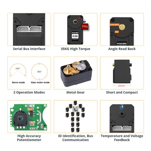 Hiwonder HX 35H Serial Bus High Voltage Servo w/ Double Shaft, 35KG Torque &amp; Data Feedback