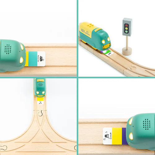 Robobloq Battery-Operated Smart Robot Toy Train w/ Wooden Tracks