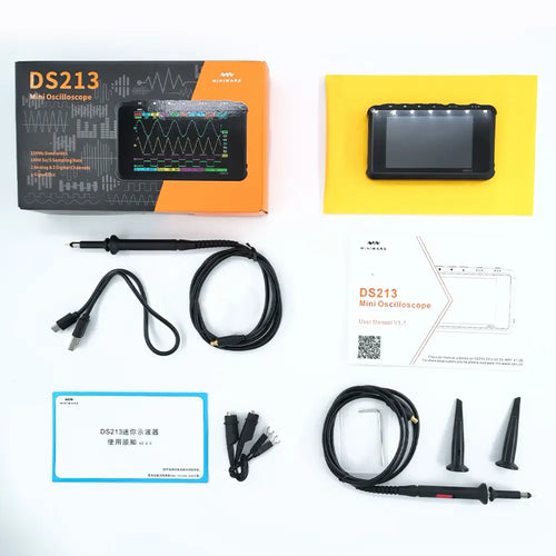 Handheld DS213 Oscilloscope, Rechargeable, 4 Channels, 15MHz