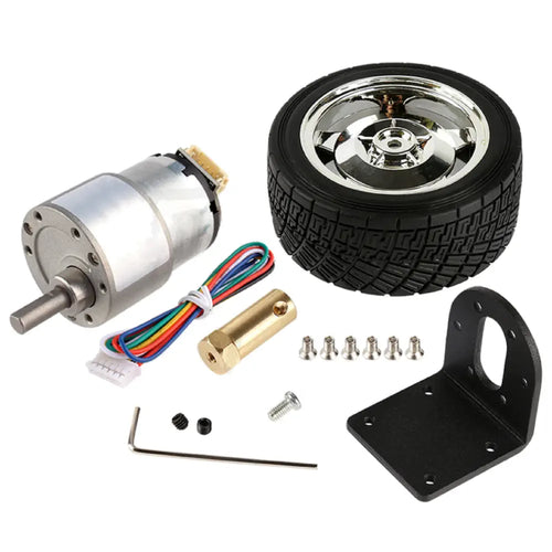 12V 37D Metal Gearmotor w/ 11PPR Encoder &amp; 80D Wheel Kits - 1530RPM