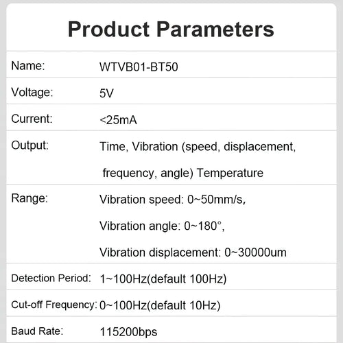 Witmotion WTVB01-BT50 Bluetooth MPU6050 Multi-Cascade High-Stability 3-Axis Vibration Sensor