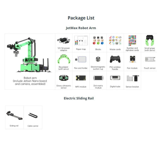 Hiwonder JetMax Pro JETSON NANO Robot Arm with Electric Sliding Rail Support ROS Python