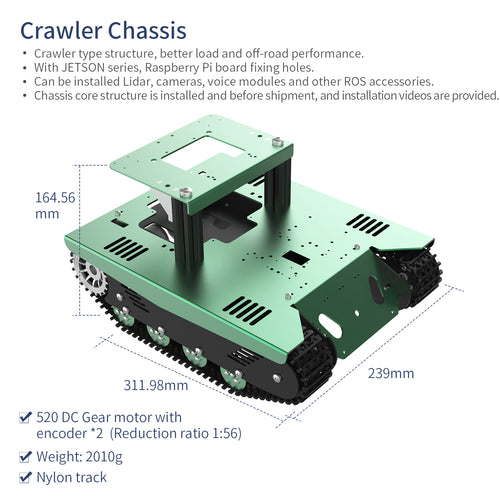 Yahboom Aluminum Alloy ROS Robot Car Chassis--Crawler Chassis