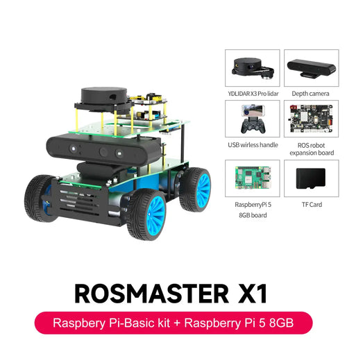 Yahboom ROSMASTER X1 AI Robot RaspberryPi 5 Python Programmable Visual Recognition Mapping Navigation Radar Tracking(Basic Ver With RPi 5 Board)