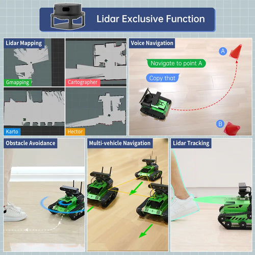 Hiwonder JetTank ROS Robot Tank Powered by Jetson Nano with Lidar, Support SLAM Mapping and Navigation (Starter Kit/SLAMTEC A1 Lidar)