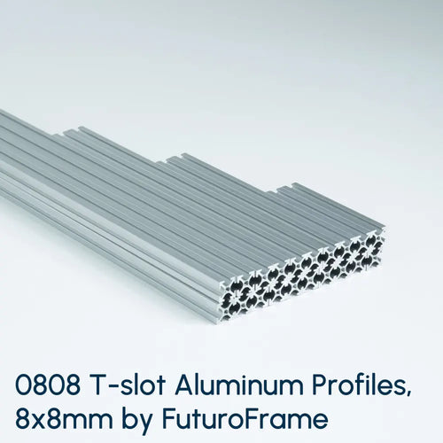 0808 Aluminum Profiles, 8x8mm, 600mm, 4 Pieces, Silver