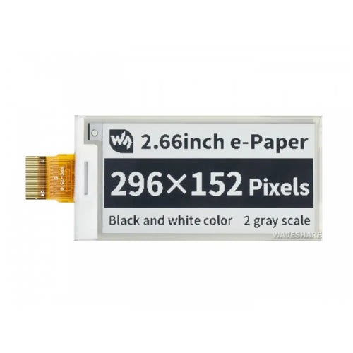 296x152, 2.66-inch e-Paper E-Ink Raw Display Panel, Black/White