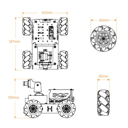 Hiwonder TurboPi Raspberry Pi Omni Mecanum Wheels Robot Car Kit w/ Camera Open Source Python for Beginners (w/o RPi 4B)