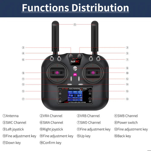 HOT RC 2.4G RC 10CH Transmitter FHSS and SBUS/PWM receiver For Drone and Smart Car--With PWM receiver