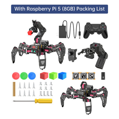 SpiderPi Pro: Hiwonder Hexapod Robot with AI Vision Robotic Arm Powered by Raspberry Pi 5 (Paspberry Pi 5 8GB Included)