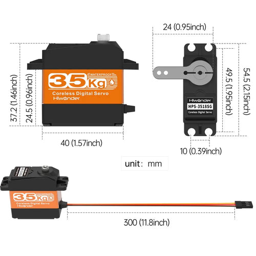 Hiwonder HPS 3518SG 35kg Coreless Digital Servo Metal Gear &amp; Waterproof Servo for Robotic DIY, RC Car w/ 180 Degree Control Angle