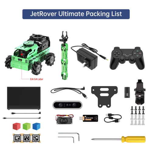 JetRover ROS Robot Car with Vision Robotic Arm Support SLAM Mapping/ Navigation (Ultimate Kit with Jetson Orin Nano 8GB, Mecanum Chassis, G4 Lidar)