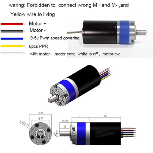 36mm 24V 85RPM High-quality Micro 3650 Brushless DC Planetary Gear Motor