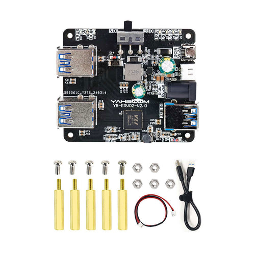 Yahboom USB.0 HUB Expansion Board, 1 to 4 Support, 5A Current, 9-24V Power for Raspberry Pi, Jetson RDK X3