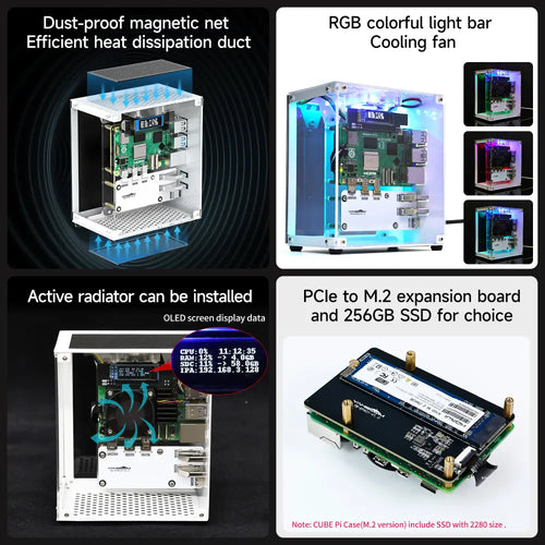 CUBE Pi Protective Case For Raspberry Pi 5-Cooling version