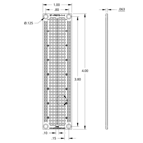 Prototyping PCB, Protoboard - 1&quot; x 4&quot;