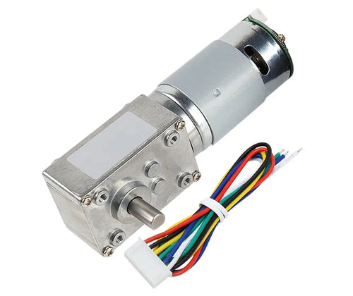 High Torque Gearmotor Self-Locking Worm Gear Motor w/ Encoder - 12V, 28RPM