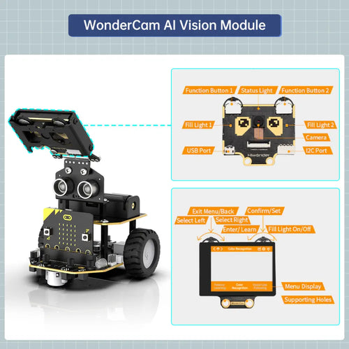 AI Vision Robot Nexbit, micro:bit Programming Educational Robot, Support WonderCam Smart Vision Module (Standard kit/without microbit)