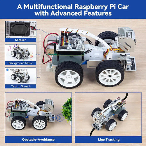 SunFounder PiCar-X Smart Video Robot Car Kit for Raspberry Pi 4B 3B+ 3B 2B (Battery not Included)