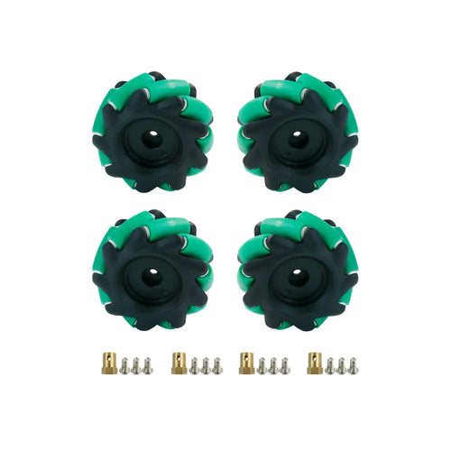 Yahboom Mecanum Wheel Kit for DIY Robot Car - 65mm Hexagonal Coupling, Black-Green (4x) EN Manual