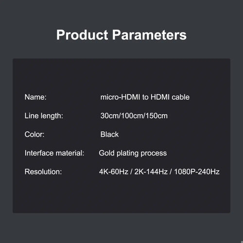 Micro-HDMI to HDMI cable for Raspberry Pi 5/4B--30CM