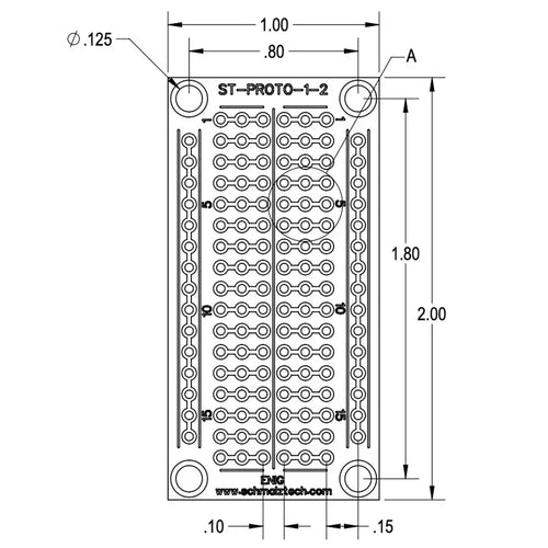 Prototyping PCB, Protoboard - 1&quot; x 2&quot;