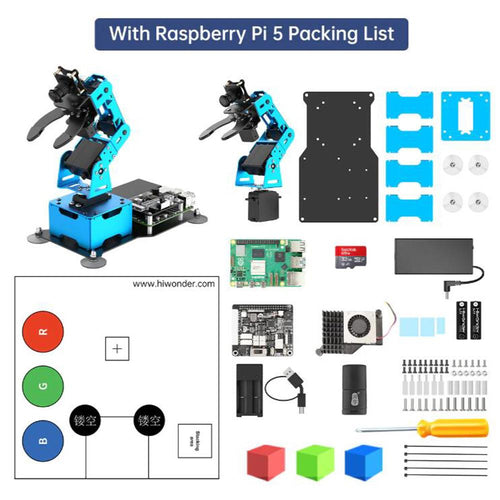Hiwonder ArmPi mini 5DOF Vision Robotic Arm Powered by Raspberry Pi 5 Support Python OpenCV for Beginners (Raspberry Pi 5 8GB Included)