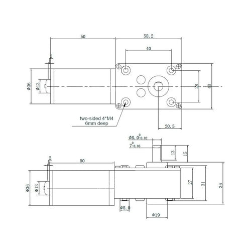 5840 3650 24V 27RPM High Torque Worm Gear Motor