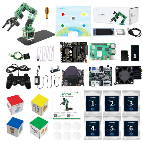 Yahboom Robot Arm 6DOF AI Programmable Electronic DIY Hand Building with Camera for Adults ROS Open Source for Raspberry Pi 5(With RPi 5 4G board)