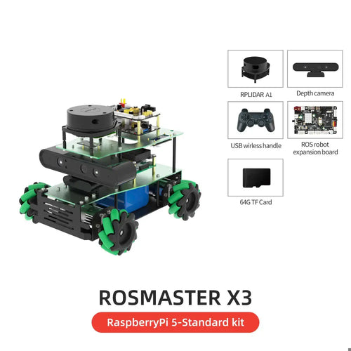 Yahboom ROSMASTER X3 ROS2 Robot with Mecanum Wheel Support SLAM Mapping/Navigation/Python Car Project Research Not included RPi 5 Board(Standard Kit）