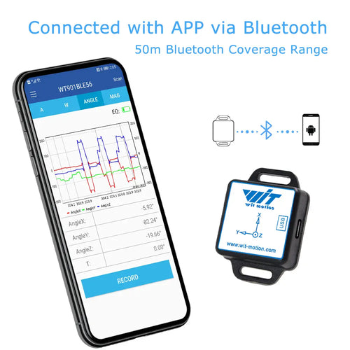 WITMOTION WT901BLECL MPU9250 High-Precision 9-Axis Gyroscope, Accelerometer, Magnetometer, 3-Axis Bluetooth AHRS IMU Sensor for Arduino