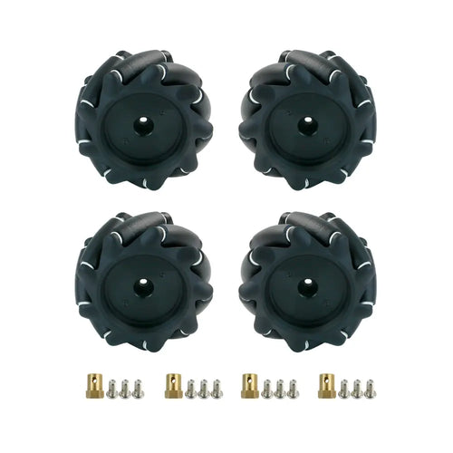 Yahboom Mecanum Wheel Kit for DIY Robot Car - 80mm Hexagonal Coupling, Black (4x) [EN Manual]