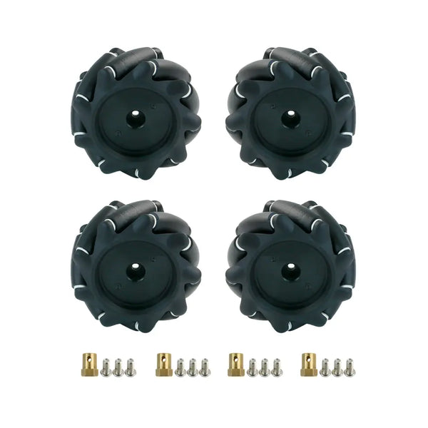 Yahboom Mecanum Wheel Kit for DIY Robot Car - 80mm Hexagonal Coupling, Black (4x) [EN Manual]